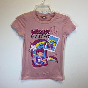 Y2K Glam Anime Scoop Neck Tee Shirt